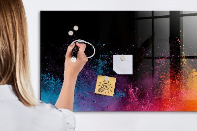 Decoratief glazen wandbord beschrijfbaar en magnetisch Kleurrijke poster voor notities en foto's