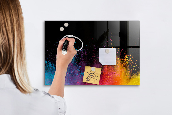 Decoratief glazen wandbord beschrijfbaar en magnetisch Kleurrijke poster voor notities en foto's