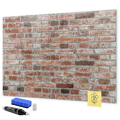 Memobord van glas met print inclusief neodymium magneten Fotobord op een bakstenen muur