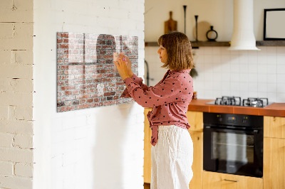 Memobord van glas met print inclusief neodymium magneten Fotobord op een bakstenen muur