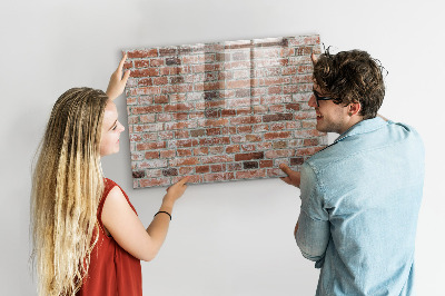 Memobord van glas met print inclusief neodymium magneten Fotobord op een bakstenen muur