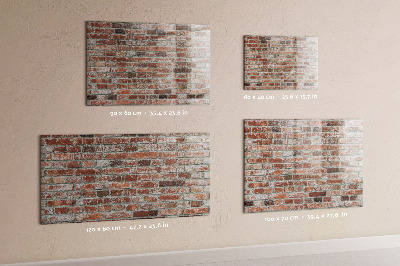 Memobord van glas met print inclusief neodymium magneten Fotobord op een bakstenen muur