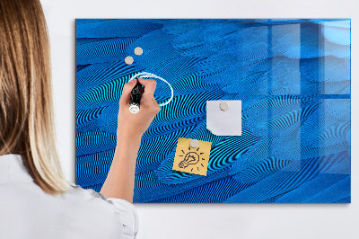 Memobord van glas met print inclusief neodymium magneten Blauw bord voor foto's en notities