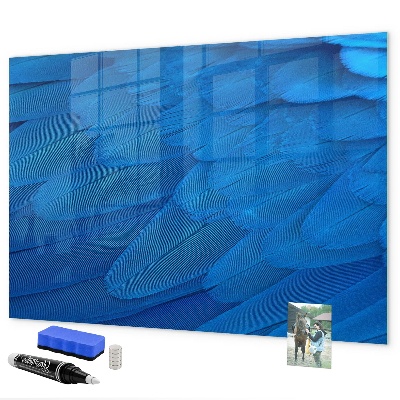 Memobord van glas met print inclusief neodymium magneten Blauw bord voor foto's en notities