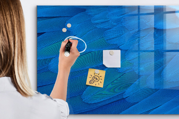 Memobord van glas met print inclusief neodymium magneten Blauw bord voor foto's en notities