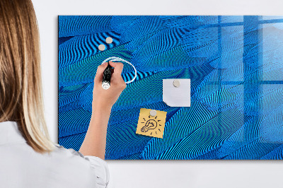 Memobord van glas met print inclusief neodymium magneten Blauw bord voor foto's en notities