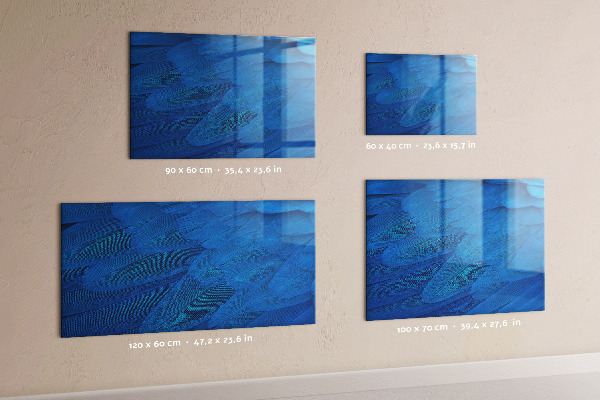 Memobord van glas met print inclusief neodymium magneten Blauw bord voor foto's en notities