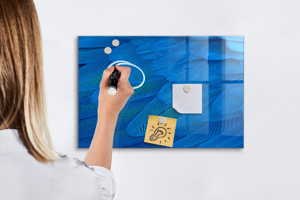 Memobord van glas met print inclusief neodymium magneten Blauw bord voor foto's en notities