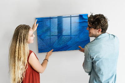 Memobord van glas met print inclusief neodymium magneten Blauw bord voor foto's en notities