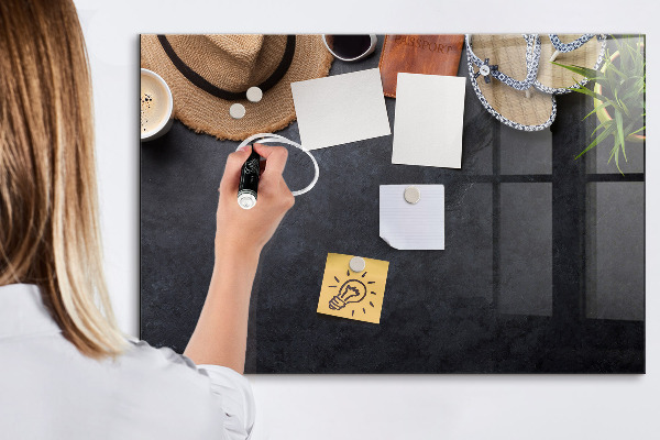 Memobord van glas met print inclusief neodymium magneten Een doos voor herinneringen en aantekeningen.