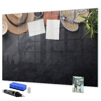 Memobord van glas met print inclusief neodymium magneten Een doos voor herinneringen en aantekeningen.