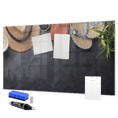 Memobord van glas met print inclusief neodymium magneten Een doos voor herinneringen en aantekeningen.