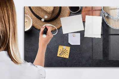 Memobord van glas met print inclusief neodymium magneten Een doos voor herinneringen en aantekeningen.