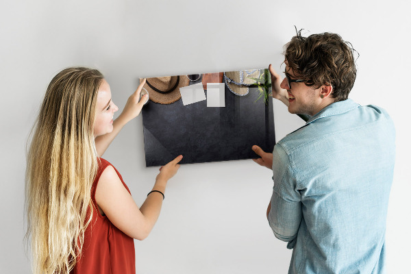 Memobord van glas met print inclusief neodymium magneten Een doos voor herinneringen en aantekeningen.
