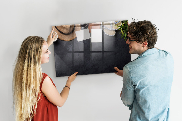 Memobord van glas met print inclusief neodymium magneten Een doos voor herinneringen en aantekeningen.