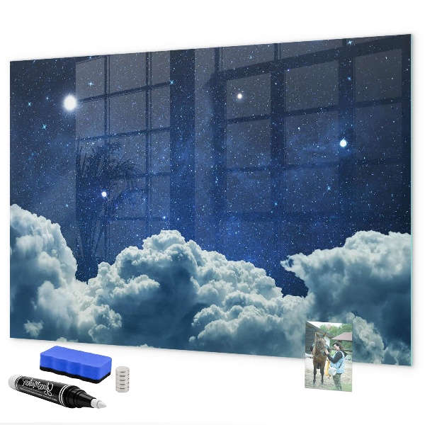 Decoratief glazen wandbord beschrijfbaar en magnetisch Een whiteboard voor notities en foto's