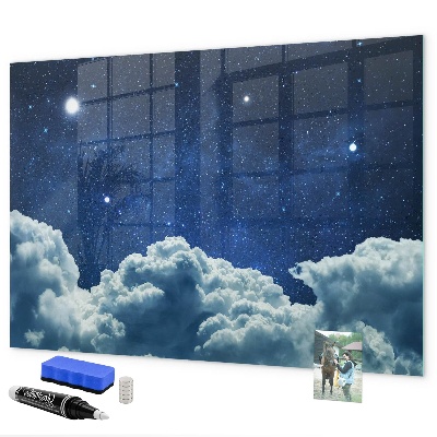 Decoratief glazen wandbord beschrijfbaar en magnetisch Een whiteboard voor notities en foto's