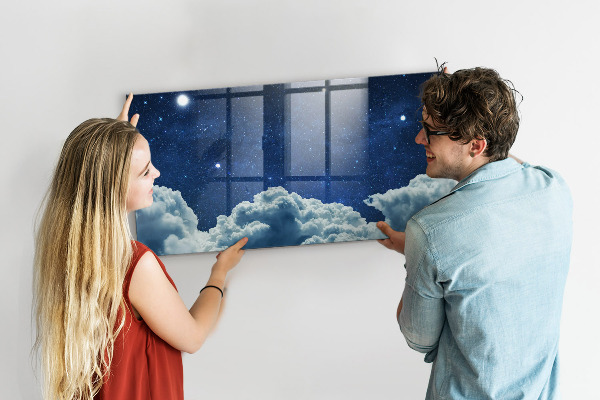 Decoratief glazen wandbord beschrijfbaar en magnetisch Een whiteboard voor notities en foto's