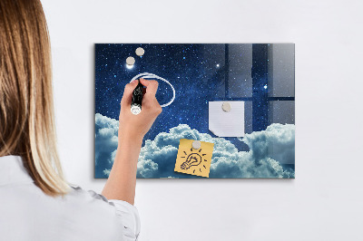 Decoratief glazen wandbord beschrijfbaar en magnetisch Een whiteboard voor notities en foto's