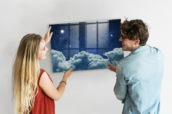 Decoratief glazen wandbord beschrijfbaar en magnetisch Een whiteboard voor notities en foto's