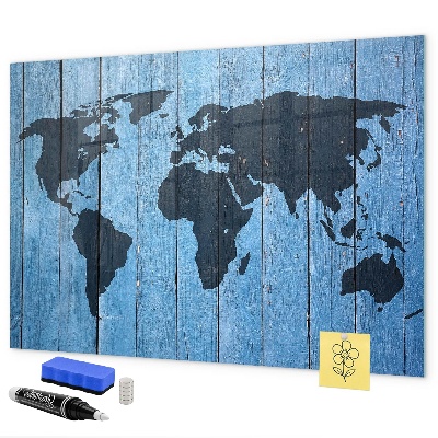 Memobord van glas met print inclusief neodymium magneten Wereldkaart met fotolocaties