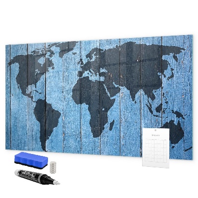 Memobord van glas met print inclusief neodymium magneten Wereldkaart met fotolocaties