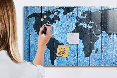 Memobord van glas met print inclusief neodymium magneten Wereldkaart met fotolocaties