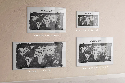 Memobord van glas met print inclusief neodymium magneten Wereldkaart met fotolocaties