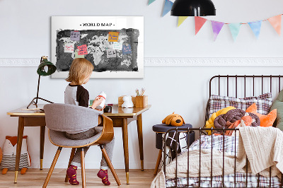 Memobord van glas met print inclusief neodymium magneten Wereldkaart met fotolocaties
