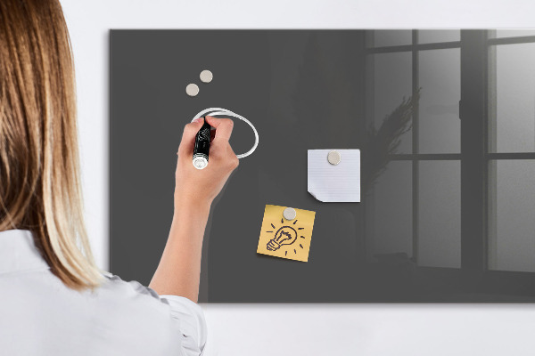 Memobord van glas met print inclusief neodymium magneten Een praktisch prikbord voor notities en foto's.