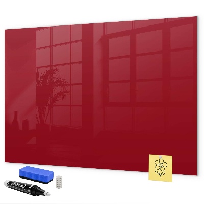 Decoratief glazen wandbord beschrijfbaar en magnetisch Rood bord voor notities en foto's