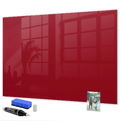Decoratief glazen wandbord beschrijfbaar en magnetisch Rood bord voor notities en foto's