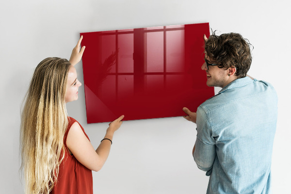 Decoratief glazen wandbord beschrijfbaar en magnetisch Rood bord voor notities en foto's