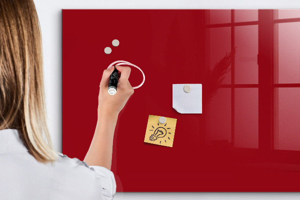 Decoratief glazen wandbord beschrijfbaar en magnetisch Rood bord voor notities en foto's