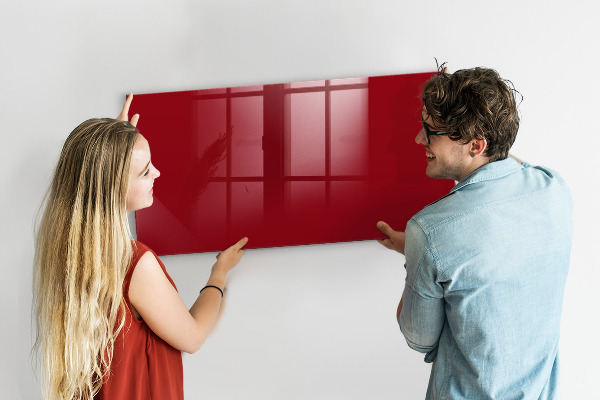 Decoratief glazen wandbord beschrijfbaar en magnetisch Rood bord voor notities en foto's