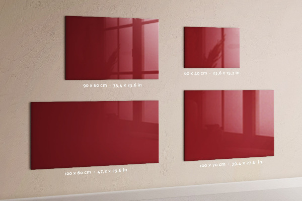 Decoratief glazen wandbord beschrijfbaar en magnetisch Rood bord voor notities en foto's