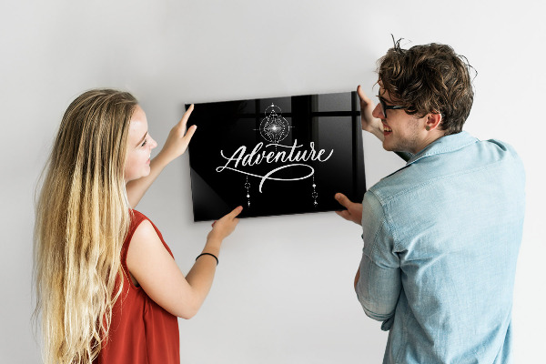 Decoratief glazen wandbord beschrijfbaar en magnetisch Modern fotodisplaybord