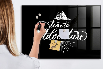 Decoratief glazen wandbord beschrijfbaar en magnetisch Tijd voor een persoonlijk fotoavontuur