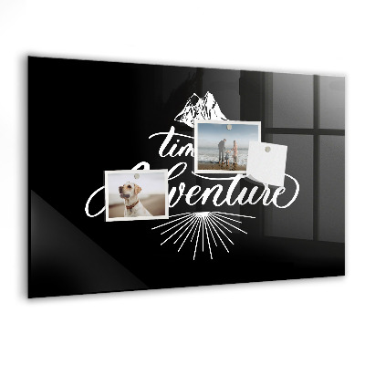 Decoratief glazen wandbord beschrijfbaar en magnetisch Tijd voor een persoonlijk fotoavontuur