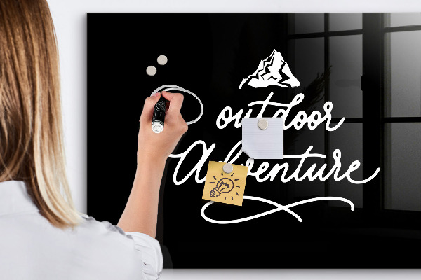 Memobord van glas met print inclusief neodymium magneten Buitenavontuur