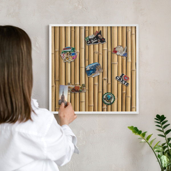 Magnetisch bord voor de muur met witte lijst Bamboe patroon