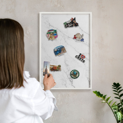 Magnetisch bord voor de muur met witte lijst Marmerpatroon