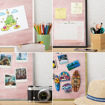 Magnetisch bord voor de muur met witte lijst Roze textuur