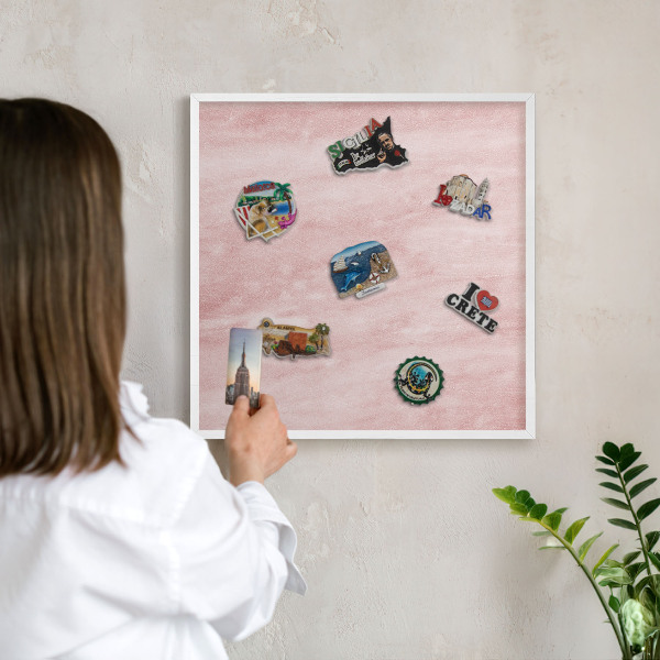 Magnetisch bord voor de muur met witte lijst Roze textuur