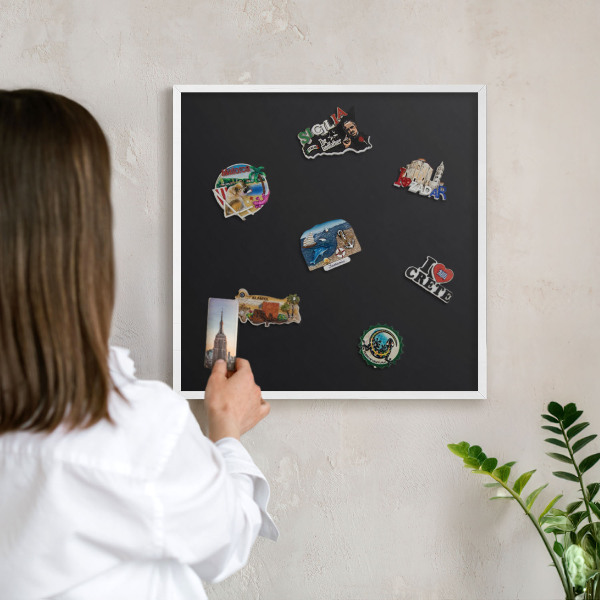 Magnetisch bord voor de muur met witte lijst Zwart