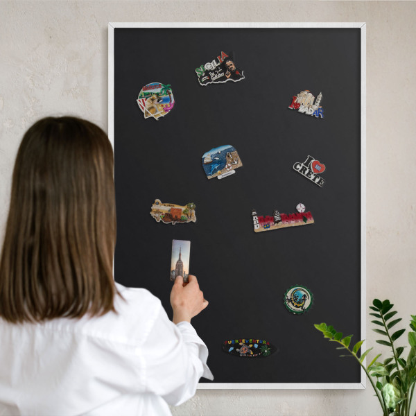Magnetisch bord voor de muur met witte lijst Zwart