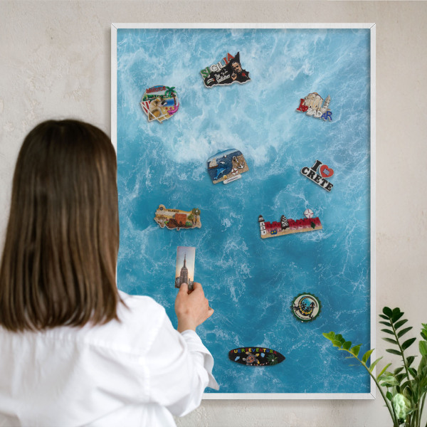 Magnetisch bord voor de muur met witte lijst Oceaangolven