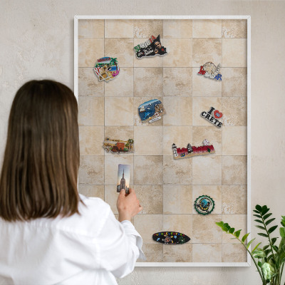 Magnetisch bord voor de muur met witte lijst Neutrale elegantie