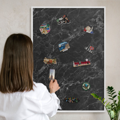 Magnetisch bord voor de muur met witte lijst Marmeren elegantie