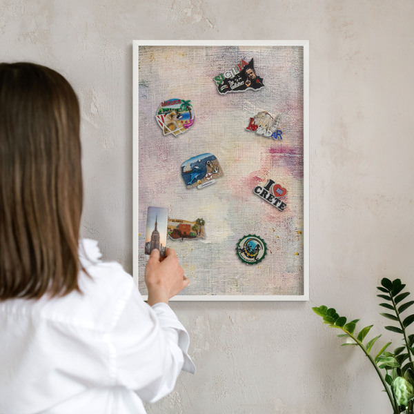 Magnetisch bord voor de muur met witte lijst Pastel abstractie